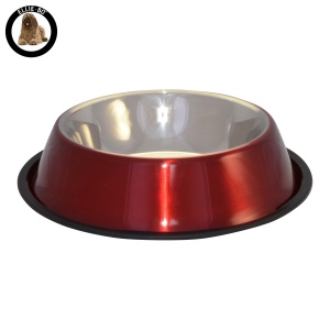 Ellie-Bo Extra Large Stainless Steel Anti-Skid Bowl in Red